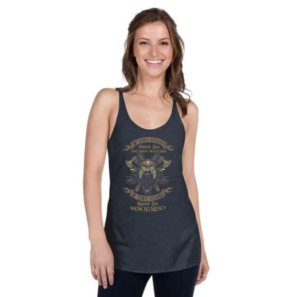 womens racerback tank top vintage navy front 6219574ff334f