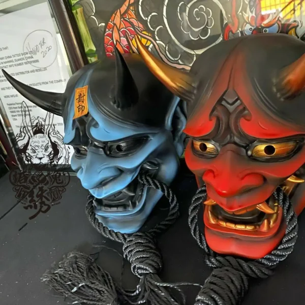 Adult Unisex Halloween Japanese Sealed Prajna Devil Hannya Noh Kabuki Demon Oni Samurai Full Face Mask 4