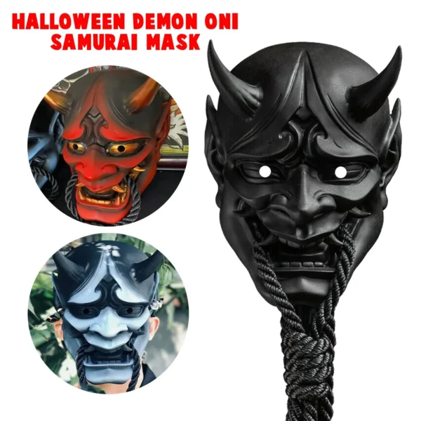 Adult Unisex Halloween Japanese Sealed Prajna Devil Hannya Noh Kabuki Demon Oni Samurai Full Face Mask
