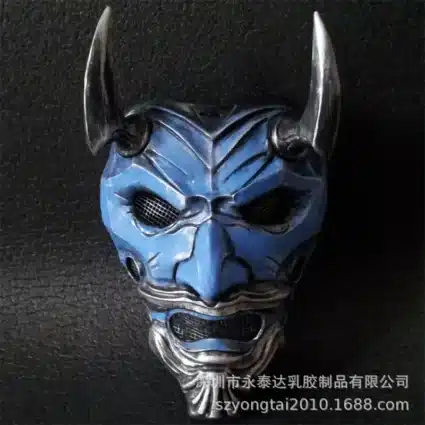 Samurai Oni Mask Blue and White